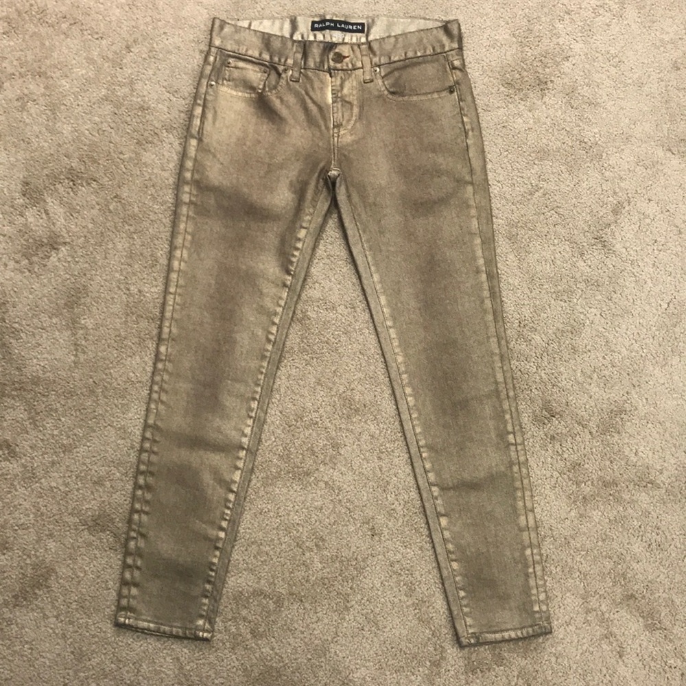 RL Black Label Cropped Matchstick Metallic Jeans - Picture 2 of 8